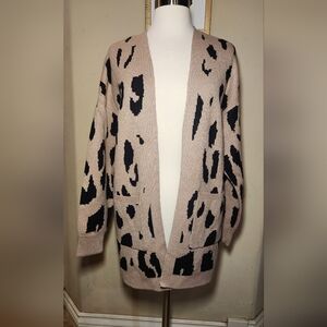 Zesica leopard print cardigan open-front tan & black size large‎